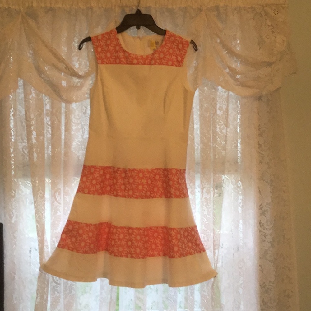 Coral Fit and flare dress